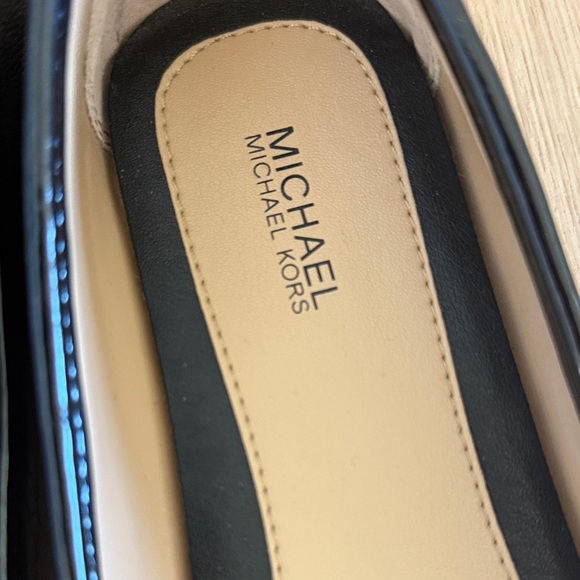 Michael Kors Black Leather Flats with Logo Accent - Picture 2 of 6